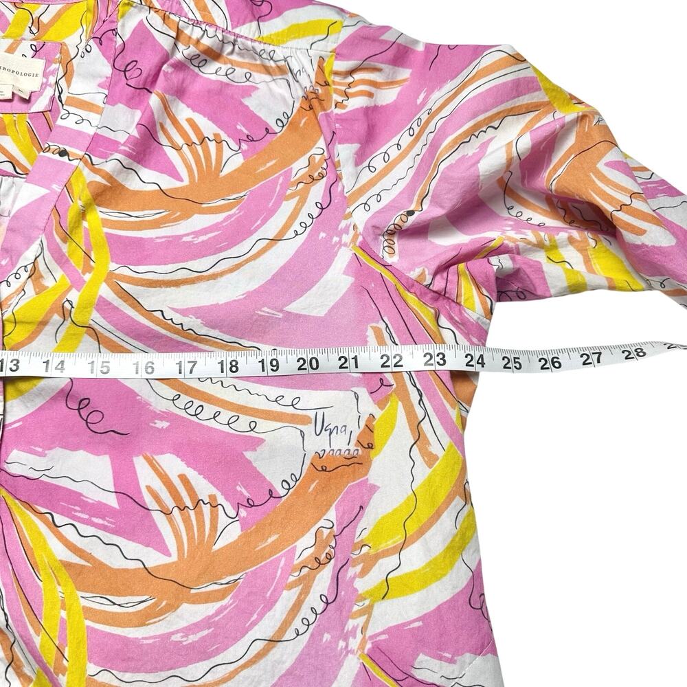Vera for Anthropologie | Women | Pink Tropical Confetti Midi Shirt Dress | XL - Picture 5 of 12